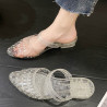 Crystal slippers women's outerwear non-slip odour-proof jelly slope heel wrap head cool slippers beach office two wear