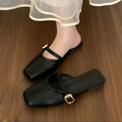 Four-season shoes, bag head, versatile, lazy people, outer wear, shallow mouth, cool slippers