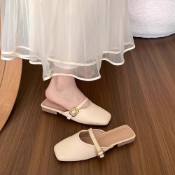 Four-season shoes, bag head, versatile, lazy people, outer wear, shallow mouth, cool slippers