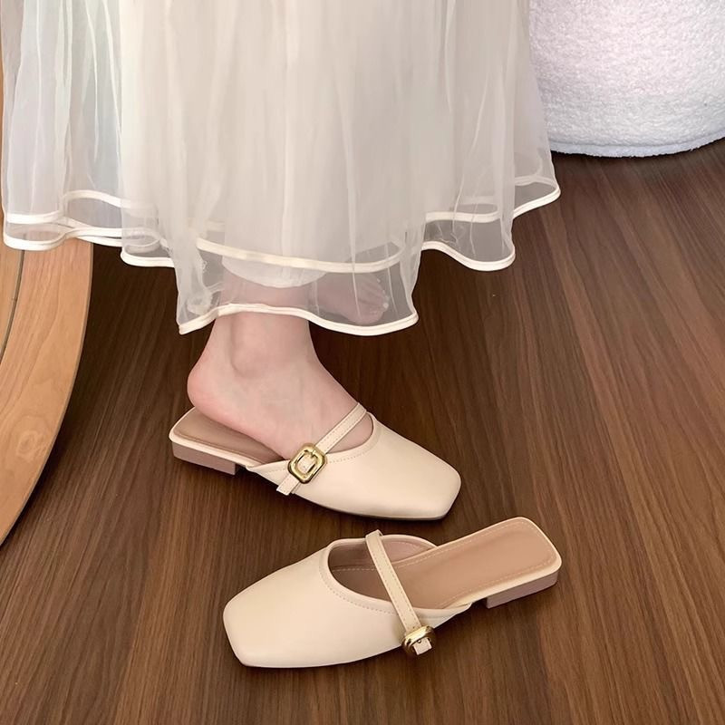 Four-season shoes, bag head, versatile, lazy people, outer wear, shallow mouth, cool slippers
