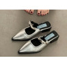 Comfortable pointed metal buckle wrap head half slippers one pedal slope heel outer wear mule cool slippers