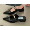 Comfortable pointed metal buckle wrap head half slippers one pedal slope heel outer wear mule cool slippers