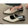 Comfortable pointed metal buckle wrap head half slippers one pedal slope heel outer wear mule cool slippers