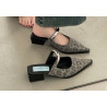 Comfortable pointed metal buckle wrap head half slippers one pedal slope heel outer wear mule cool slippers