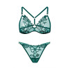 French triangle cup large size underwear women's pure desire sexy mesh embroidery ultra-thin no steel hoop erotic bra set