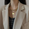 Exaggerated thick chain square brand metal double layer clavicle chain for women
