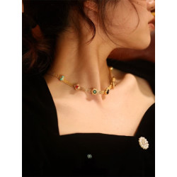 Colorful zircon necklace short clavicle chain