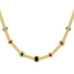 Colorful zircon necklace short clavicle chain