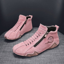 Genuine leather sports casual shoes women's shoes new non-slip versatile soft sole side zipper boots