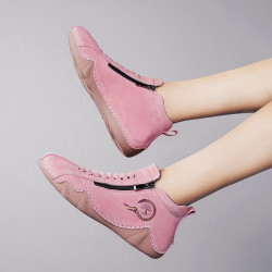 Genuine leather sports casual shoes women's shoes new non-slip versatile soft sole side zipper boots