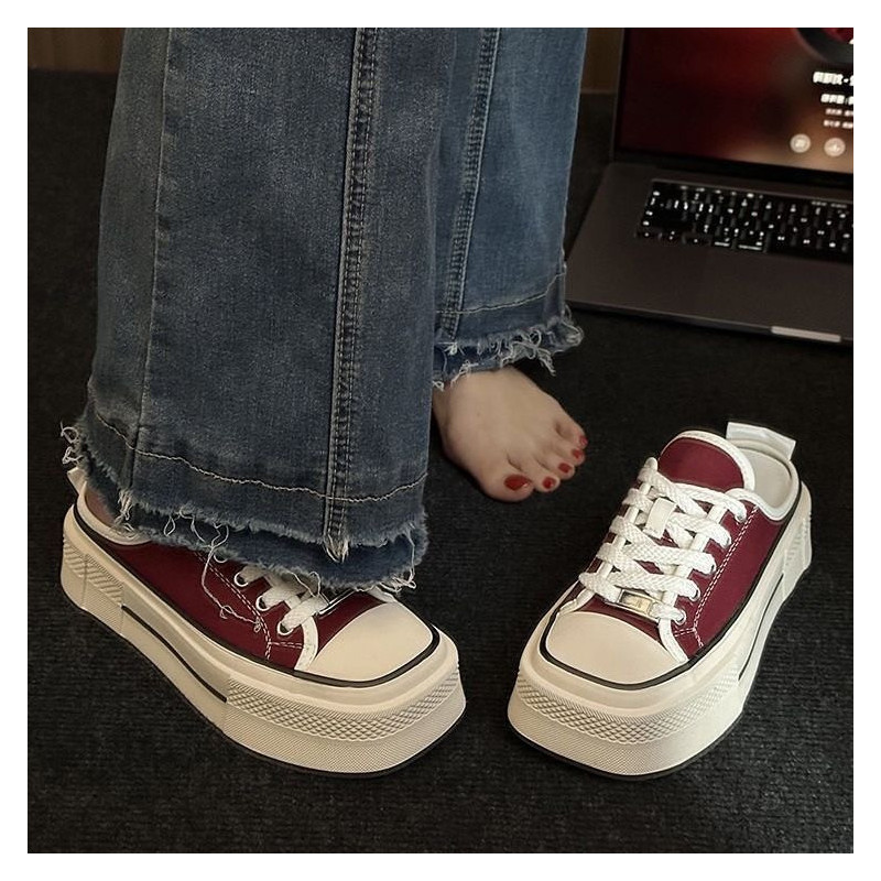 Thick-soled canvas shoes, versatile muffins, small white shoes, casual sports shoes for women