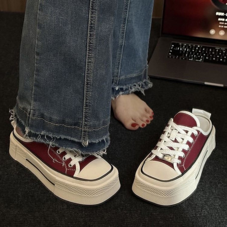 Thick-soled canvas shoes, versatile muffins, small white shoes, casual sports shoes for women