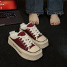 Thick-soled canvas shoes, versatile muffins, small white shoes, casual sports shoes for women