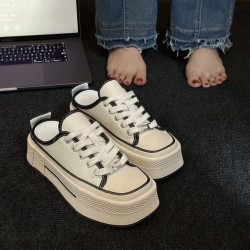 Thick-soled canvas shoes, versatile muffins, small white shoes, casual sports shoes for women