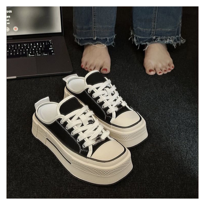 Thick-soled canvas shoes, versatile muffins, small white shoes, casual sports shoes for women