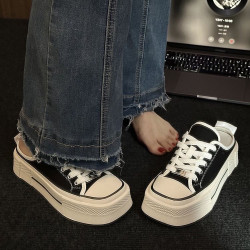 Thick-soled canvas shoes, versatile muffins, small white shoes, casual sports shoes for women