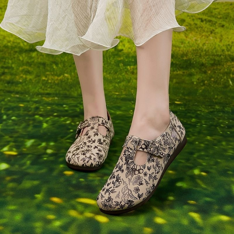 Genuine leather flat sole breathable pedal comfortable soft sole single shoes women's shoes casual shoes