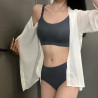 Jelly support set underwear women's traceless English belt gathered top support naked feeling big red large size bra