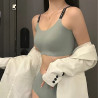 Jelly support set underwear women's traceless English belt gathered top support naked feeling big red large size bra