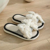 Bow linen slippers indoor cool slippers summer home girl cotton linen slippers female