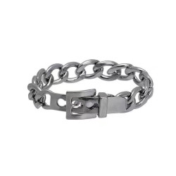 Women's silver thick chain belt buckle bracelet