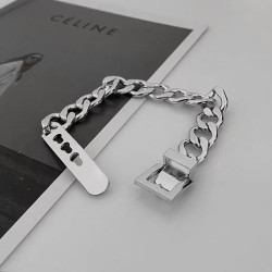 Women's silver thick chain belt buckle bracelet