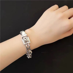 Women's silver thick chain belt buckle bracelet