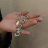 Women's silver thick chain belt buckle bracelet