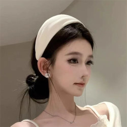 Solid color wide brim headband high top white headband