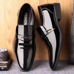 Leather shoes men's patent leather shoe business casual British pointed toe men's leather shoes