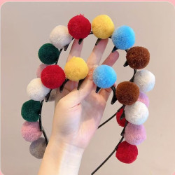 Summer colorful plush ball headband