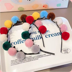 Summer colorful plush ball headband
