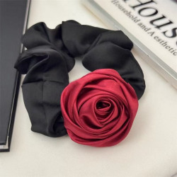 French retro satin three-dimensional rose hairband