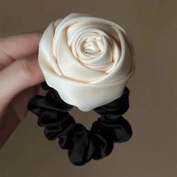 French retro satin three-dimensional rose hairband