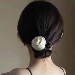 French retro satin three-dimensional rose hairband