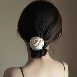 French retro satin three-dimensional rose hairband