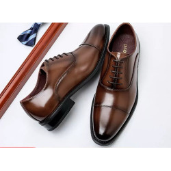 Business shoes Oxford men's shoes genuine leather three-joint men's leather shoes inner height-increasing leather shoes