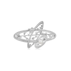 Women's Saturn star pearl suit brooch