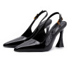 DRYWORLD sexy bag head catwalk sandals patent leather thin heel back trip with pointed toe high heels for women