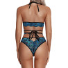 Lace strap separate swimsuit bikini sexy three-point French neck netting lingerie cross belt