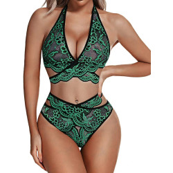 Lace strap separate swimsuit bikini sexy three-point French neck netting lingerie cross belt