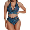 Lace strap separate swimsuit bikini sexy three-point French neck netting lingerie cross belt