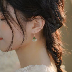 Natural Hetian Jasper Pearl Earrings