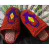 Pure handmade heel with flower woollen slippers pattern pattern woollen shoes finished products finished embroidery