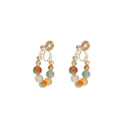 Colorful Chalcedony Beaded Ear Clips