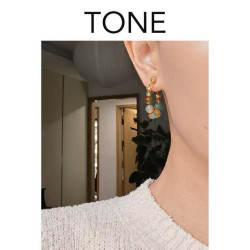 Colorful Chalcedony Beaded Ear Clips