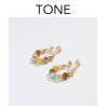 Colorful Chalcedony Beaded Ear Clips