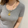 Filigree Ancient Gold Five Blessings Hollow Disc Long Necklace