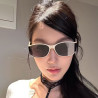 Retro high-end curved screen design cat-eye white frame sunglasses