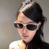 Retro high-end curved screen design cat-eye white frame sunglasses